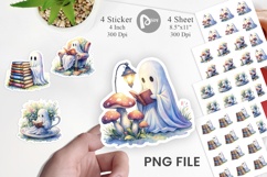 Cozy Bookworm Ghost Sticker Product Image 1