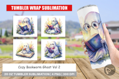 Cozy Bookworm Ghost Tumbler Product Image 1