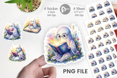Cozy Bookworm Ghost Sticker Product Image 1