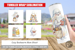 Cozy Bookworm Mom Ghost Tumbler Product Image 1