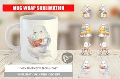 Cozy Bookworm Mom Ghost Mug Wrap Product Image 1