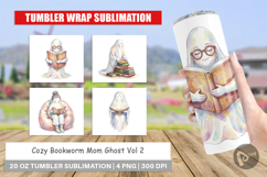 Cozy Bookworm Mom Ghost Tumbler Product Image 1