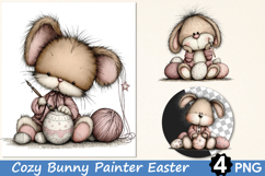 Cozy Bunny Painter Easter Clipart Product Image 1