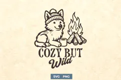 Cozy But Wild Wolf SVG PNG Cute Dog Camping Campfire Clipart Product Image 1
