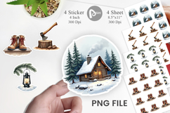 Cozy Cabin Winter Forest Sticker Product Image 1