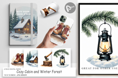 Cozy Cabin Winter Forest Digital Paper Product Image 1
