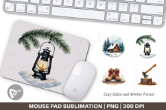 Cozy Cabin Winter Forest Mouse Pad Product Image 1
