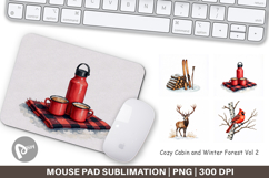 Cozy Cabin Winter Forest Mouse Pad Product Image 1