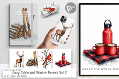 Cozy Cabin Winter Forest Digital Paper Product Image 1