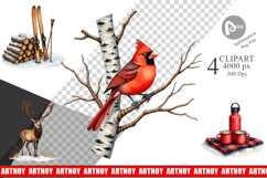 Cozy Cabin Winter Forest Clipart Product Image 1