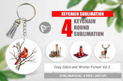 Cozy Cabin Winter Forest Keychain Product Image 1