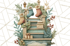Cozy Cabin Christmas PNG, Cut-Paper Collage Holiday Clipart Product Image 4
