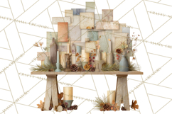 Cozy Cabin Christmas PNG, Cut-Paper Collage Holiday Clipart Product Image 5