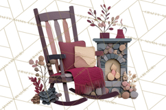 Cozy Cabin Christmas PNG, Cut-Paper Collage Holiday Clipart Product Image 2