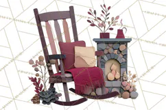 Cozy Cabin Christmas PNG, Cut-Paper Collage Holiday Clipart Product Image 2