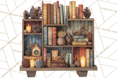 Cozy Cabin Christmas PNG, Cut-Paper Collage Holiday Clipart Product Image 4