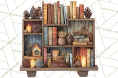 Cozy Cabin Christmas PNG, Cut-Paper Collage Holiday Clipart Product Image 4