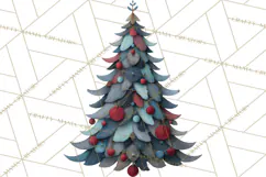 Cozy Cabin Christmas PNG, Cut-Paper Collage Holiday Clipart Product Image 2