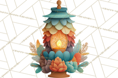 Cozy Cabin Christmas PNG, Cut-Paper Collage Holiday Clipart Product Image 3