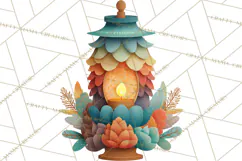 Cozy Cabin Christmas PNG, Cut-Paper Collage Holiday Clipart Product Image 3