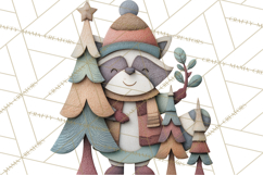 Cozy Cabin Christmas PNG, Cut-Paper Collage Holiday Clipart Product Image 5
