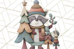 Cozy Cabin Christmas PNG, Cut-Paper Collage Holiday Clipart Product Image 5