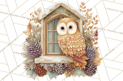Cozy Cabin Christmas PNG, Cut-Paper Collage Holiday Clipart Product Image 4