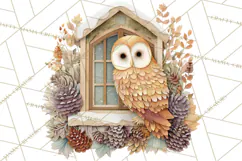 Cozy Cabin Christmas PNG, Cut-Paper Collage Holiday Clipart Product Image 4