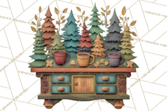 Cozy Cabin Christmas PNG, Cut-Paper Collage Holiday Clipart Product Image 3