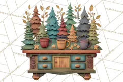 Cozy Cabin Christmas PNG, Cut-Paper Collage Holiday Clipart Product Image 3