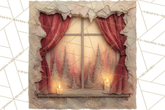 Cozy Cabin Christmas PNG, Cut-Paper Collage Holiday Clipart Product Image 3