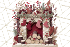 Cozy Cabin Christmas PNG, Cut-Paper Collage Holiday Clipart Product Image 5