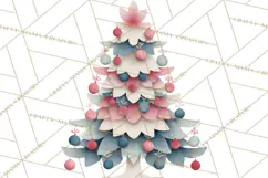 Cozy Cabin Christmas PNG, Cut-Paper Collage Holiday Clipart Product Image 4