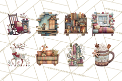 Cozy Cabin Christmas PNG, Cut-Paper Collage Holiday Clipart Product Image 3