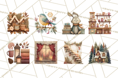 Cozy Cabin Christmas PNG, Cut-Paper Collage Holiday Clipart Product Image 8