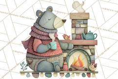 Cozy Cabin Christmas PNG, Cut-Paper Collage Holiday Clipart Product Image 2