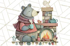 Cozy Cabin Christmas PNG, Cut-Paper Collage Holiday Clipart Product Image 2