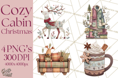 Cozy Cabin Christmas PNG, Cut-Paper Collage Holiday Clipart Product Image 1