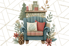 Cozy Cabin Christmas PNG, Cut-Paper Collage Holiday Clipart Product Image 3