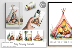 Digital Paper Camping Cozy Animals Product Image 1