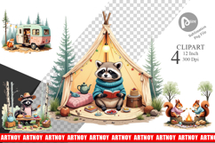 Camping Cozy Animals Clipart Product Image 1