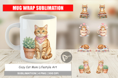 Cozy Cat Mom Lifestyle Art Mug Wrap Product Image 1