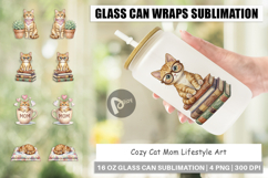 Cozy Cat Mom Lifestyle Art Glass Can Product Image 1