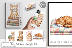 Cat Mom Lifestyle Art Digital Paper Product Image 1