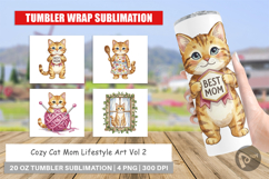 Cozy Cat Mom Lifestyle Art Tumbler Product Image 1