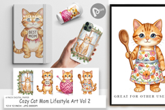Cat Mom Lifestyle Art Digital Paper Product Image 1