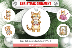 Cozy Cat Mom Lifestyle Art Ornament Product Image 1