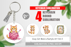 Cozy Cat Mom Lifestyle Art Keychain Product Image 1