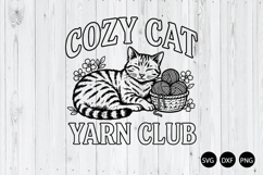 Cozy Cat Yarn Club SVG, Cat Mom SVG, Kitten Yarn Ball SVG Product Image 1