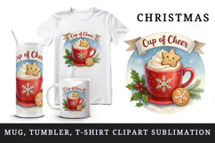 Cozy Christmas tumbler, mug wrap, clipart sublimation png Product Image 1